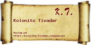 Kolonits Tivadar névjegykártya