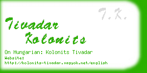 tivadar kolonits business card